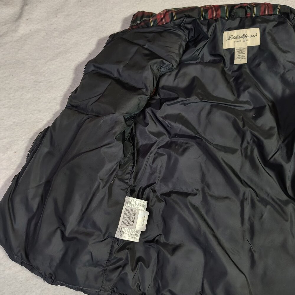 Eddie Bauer Goose Down Vest Womens Plaid Red Green Black Full Zip Puffer - Picture 12 of 16